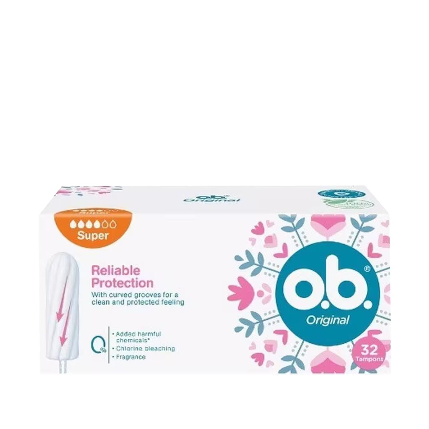 o.b. Original Tampon Super 32 Count - Reliable Absorbency for Menstrual Hygiene