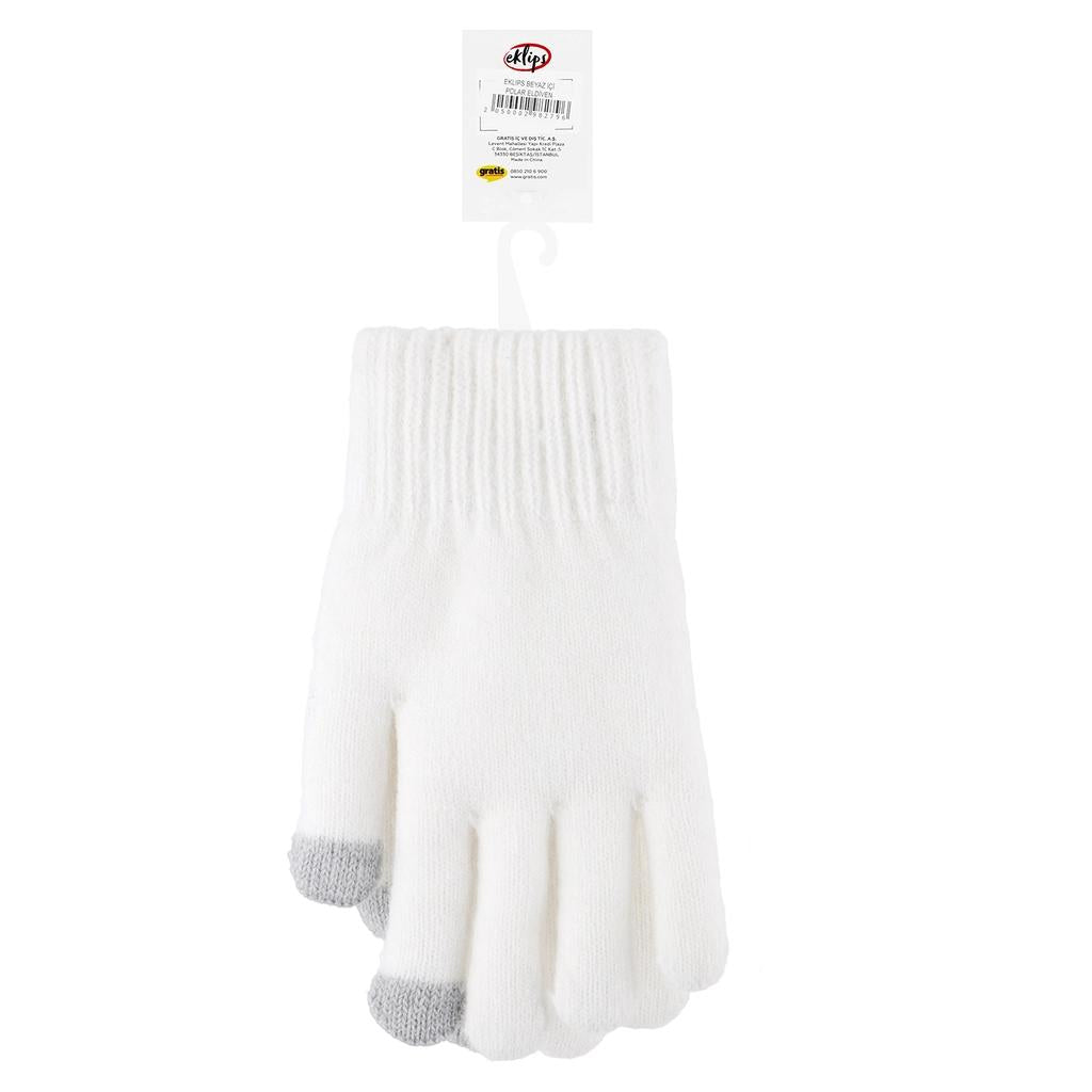 Eklips White Fleece Lined Gloves for Cozy Warmth