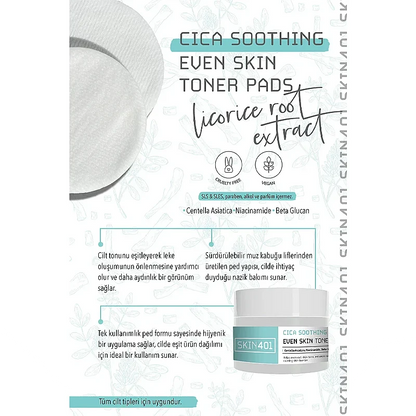 Skin401 Cica Soothing Even Skin Toner Pads 100 Pcs