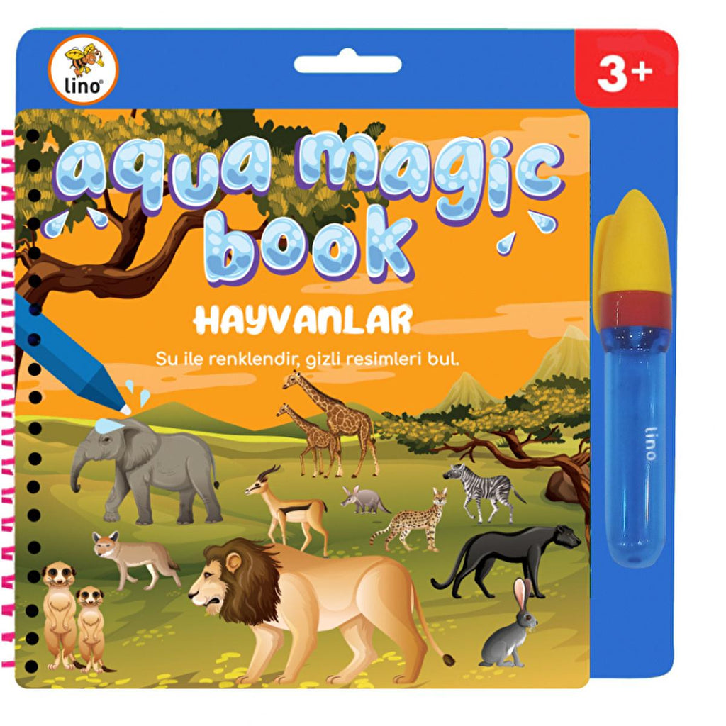 Lino Magic Painting Book: Reusable Water Coloring Book for Mess-Free Fun. Ideal Children's Art Activity, Toddler Coloring, Animals Theme