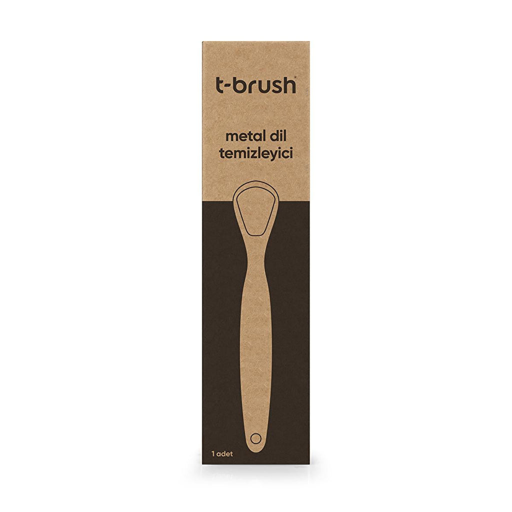 T-Brush Stainless Steel Tongue Scraper for Oral Hygiene & Fresh Breath