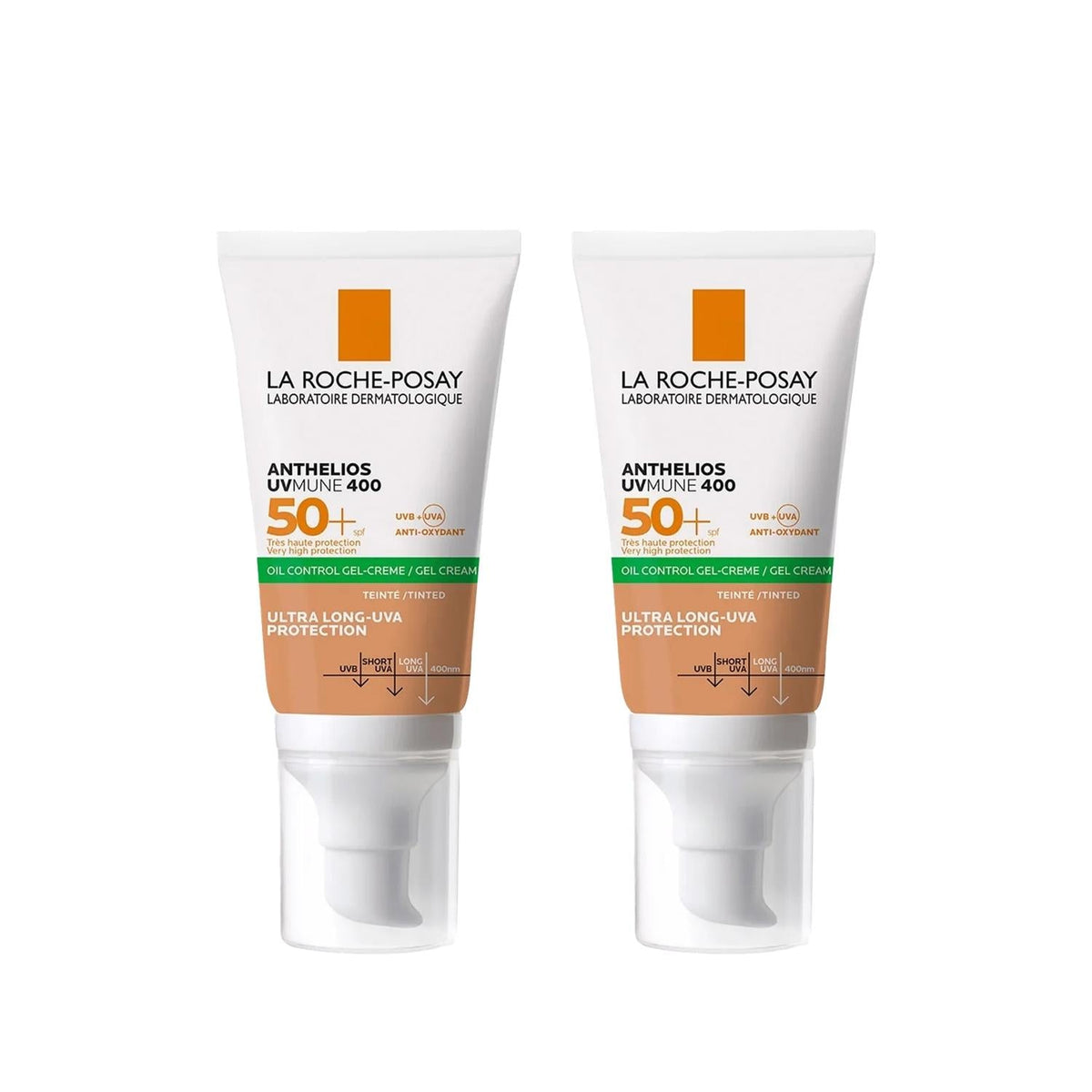 La Roche Posay Anthelios UVmune400 SPF 50+ Oil Control Tinted Sunscreen Cream - 50 ml, Pack of 2