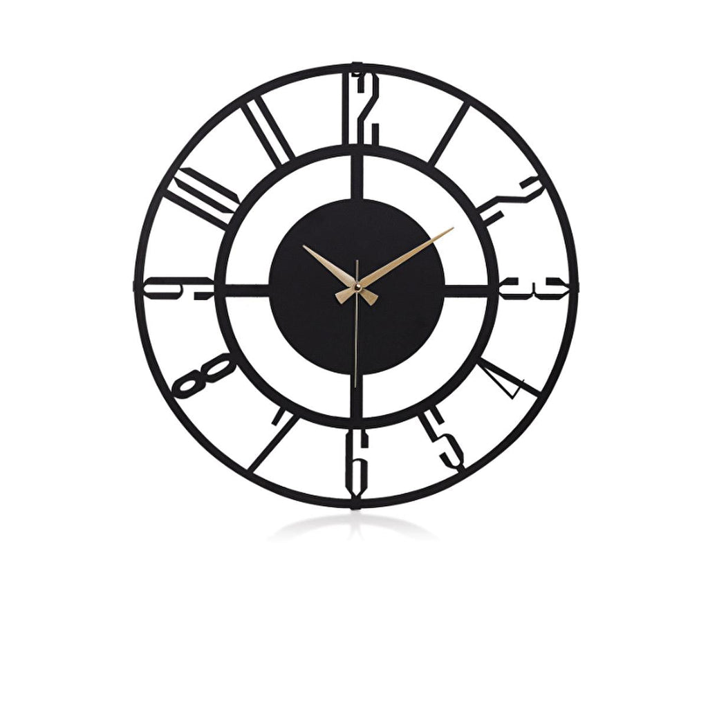 Muyika 50cm Metal Black Wall Clock - Silent Sweep Mechanism, Modern Decor