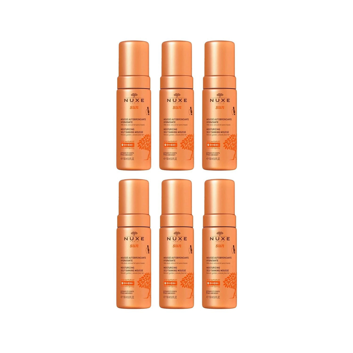 Nuxe Autobronzant: Achieve a Safe, Natural Sunless Tan with Face & Body Tanning Foam - 6x150ml