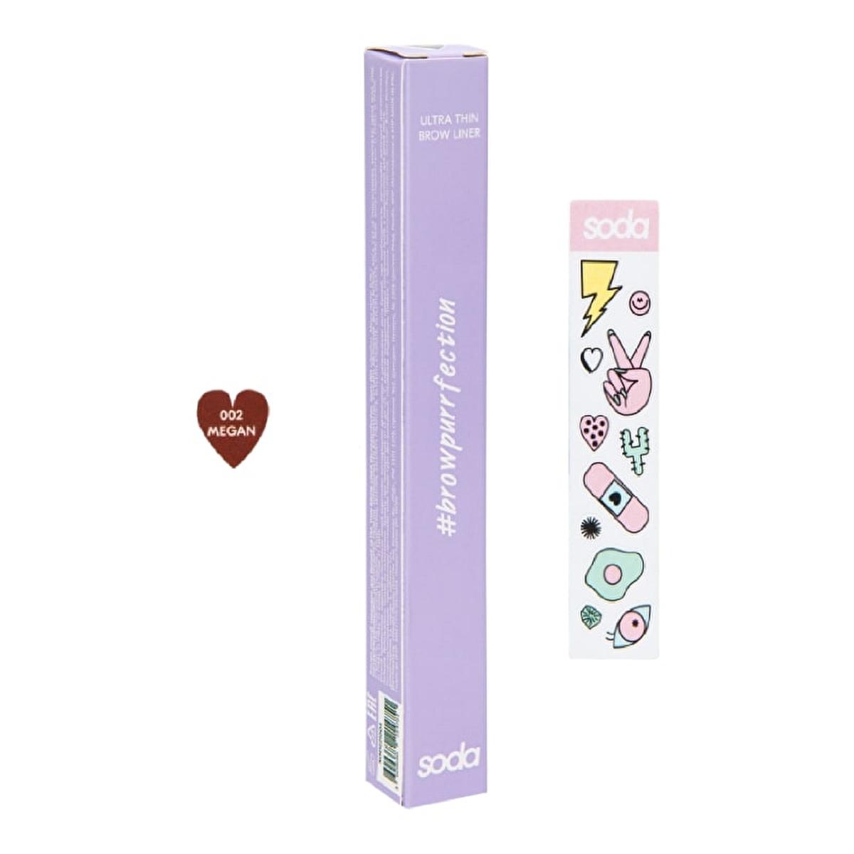 Soda Ultra Thin Brow Liner - Precise Eyebrow Definition & Long-Lasting Makeup - 002 Megan