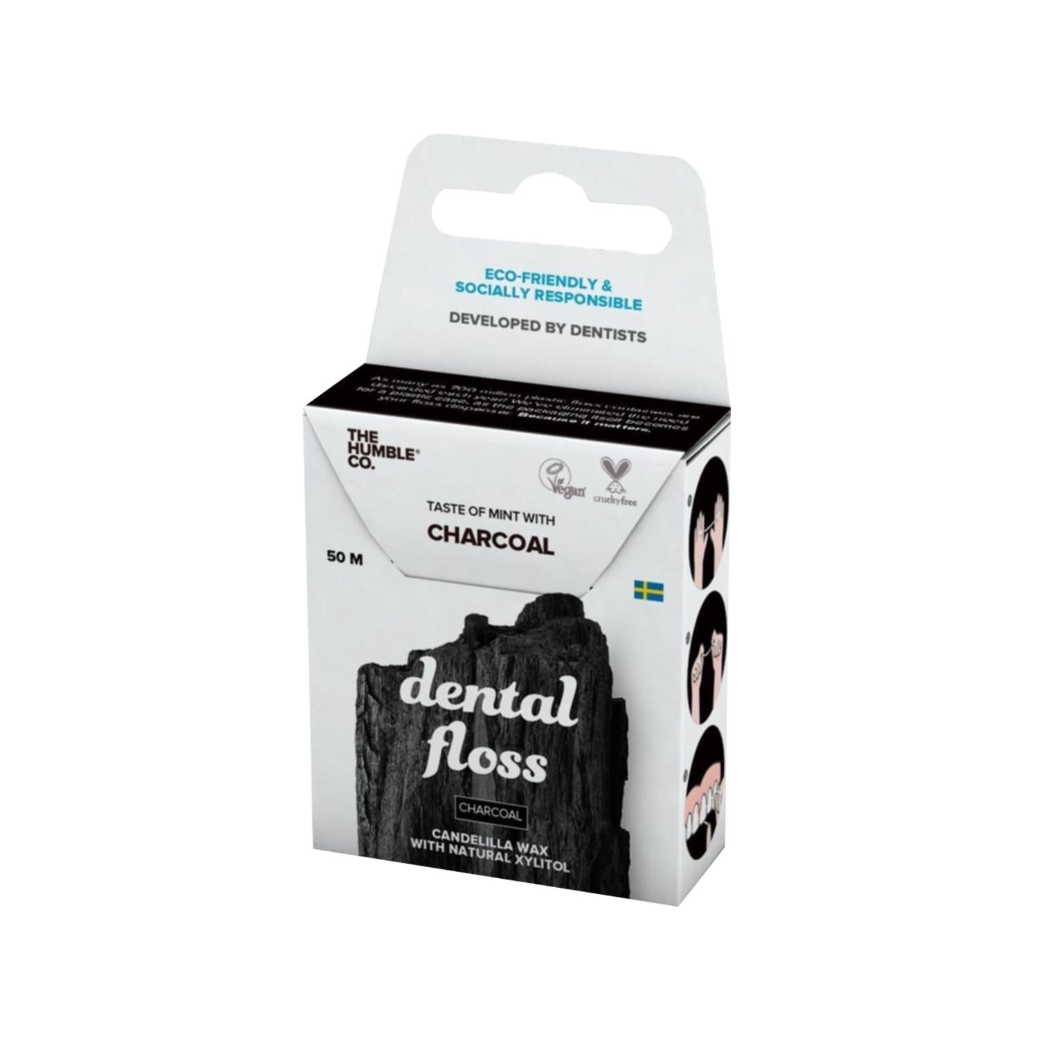 The Humble Co Charcoal Dental Floss 50m - Natural Oral Care for Healthier Gums