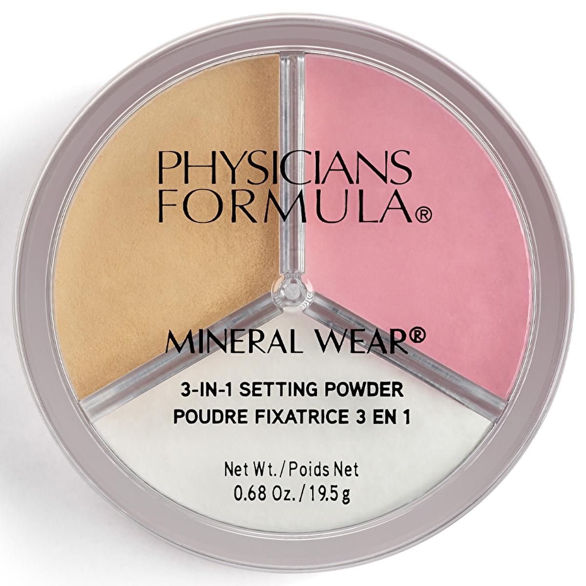 Physicians Formula Mineral Wear 3-in-1 Mineral Setting Powder for Long-lasting Makeup - Natural Finish, Skin Tone Evening