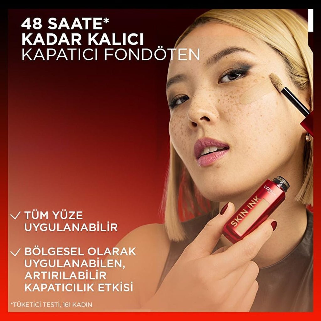Loreal Paris Skin Ink: 48H Long-Lasting Full Coverage Liquid Foundation - Lightweight, Breathable, Transfer-Resistant Formula