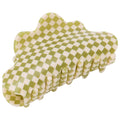 Baby Nimbus Olive Check Hair Claw Clip: Secure Hold, Eco-Friendly Acetate, Effortless Styling for Fine Hair