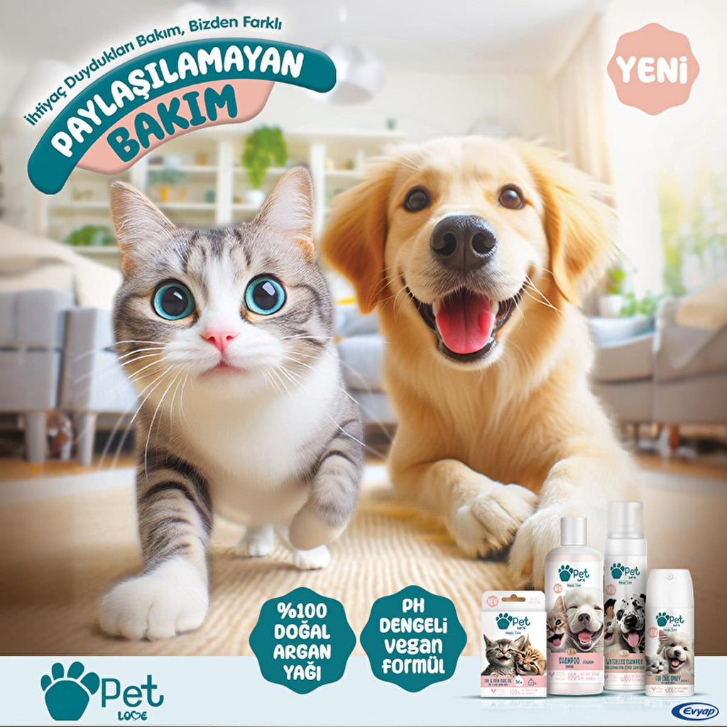Pet Love Argan Oil Pet Shampoo for Cats and Dogs - 7.61 fl oz, Natural Fur Care