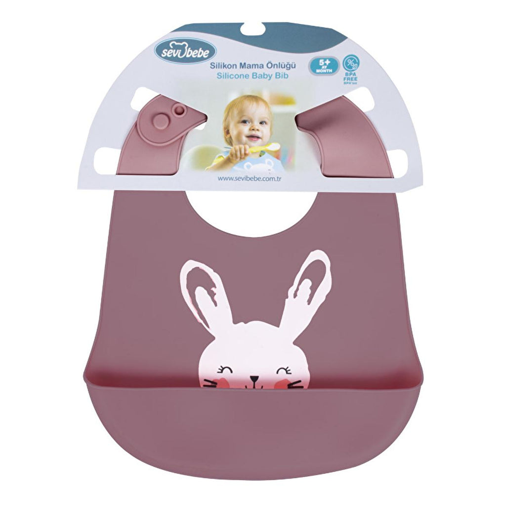 Sevi Bebe Silicone Baby Bib - Waterproof, Adjustable, and Easy to Clean for Mess-Free Mealtime