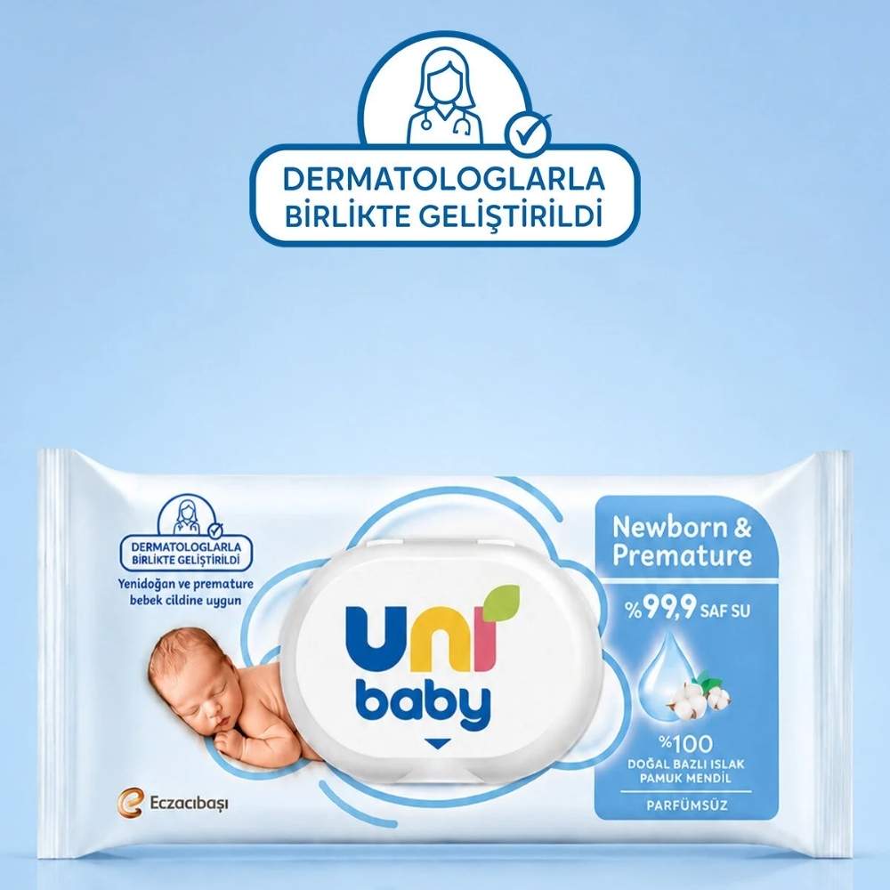Uni Baby Newborn & Premature Wipes for Sensitive Skin 3x40