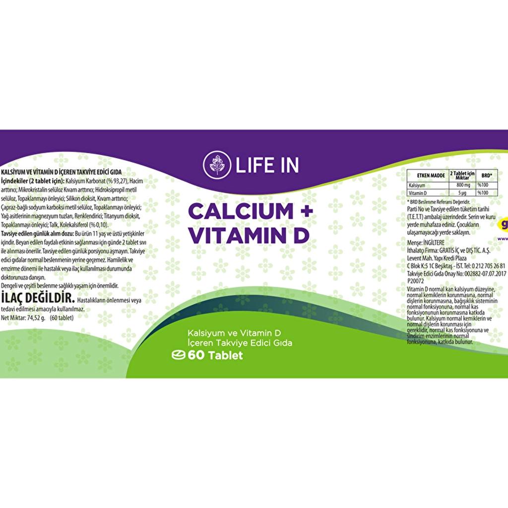 Life In Calcium & Vitamin D Dietary Supplement 60 Tablets
