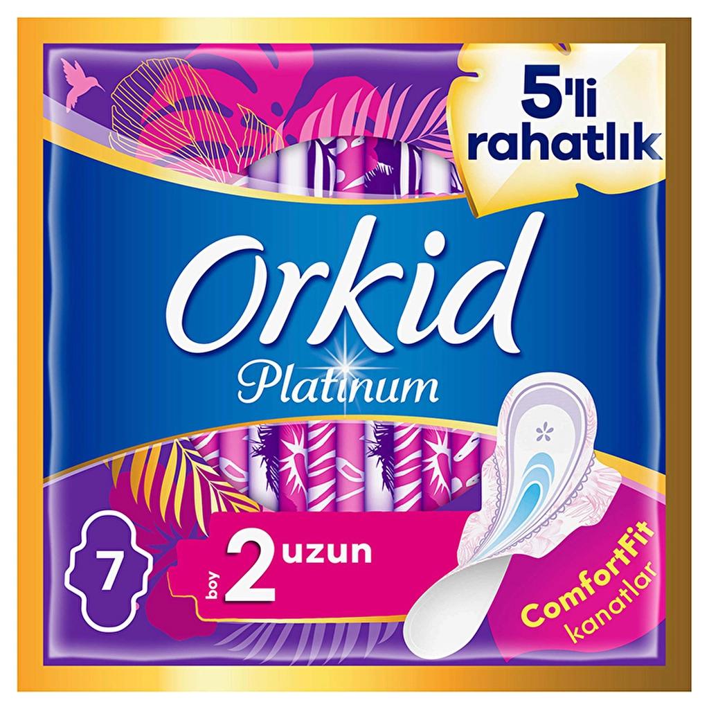 Orkid Platinum Size 2 Long Sanitary Pads with Wings 7 Count