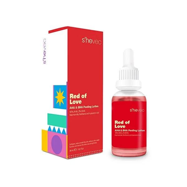 She Vec Serum AHA BHA Peeling Red of Love Resurfacing Peeling Serum - Anti-aging Skincare, Exfoliating Serum for Oily Skin