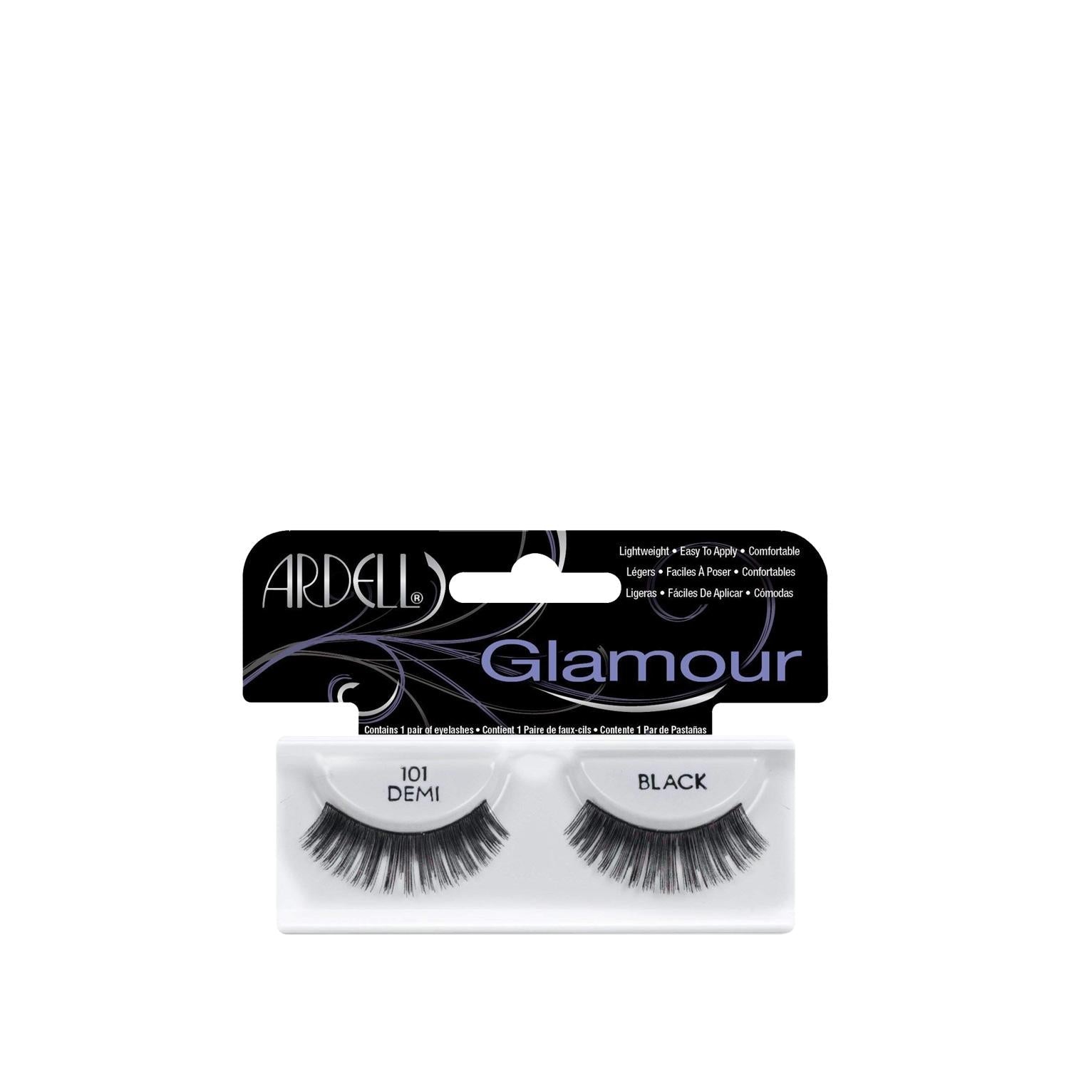 Ardell Glamour Semi-Black False Eyelashes No:101 - Enhances Natural Eye Beauty with Glamorous Look
