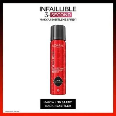 Loreal Paris Infaillible Makeup Fixing Spray - 3-Second Setting, Long Lasting Makeup Solution