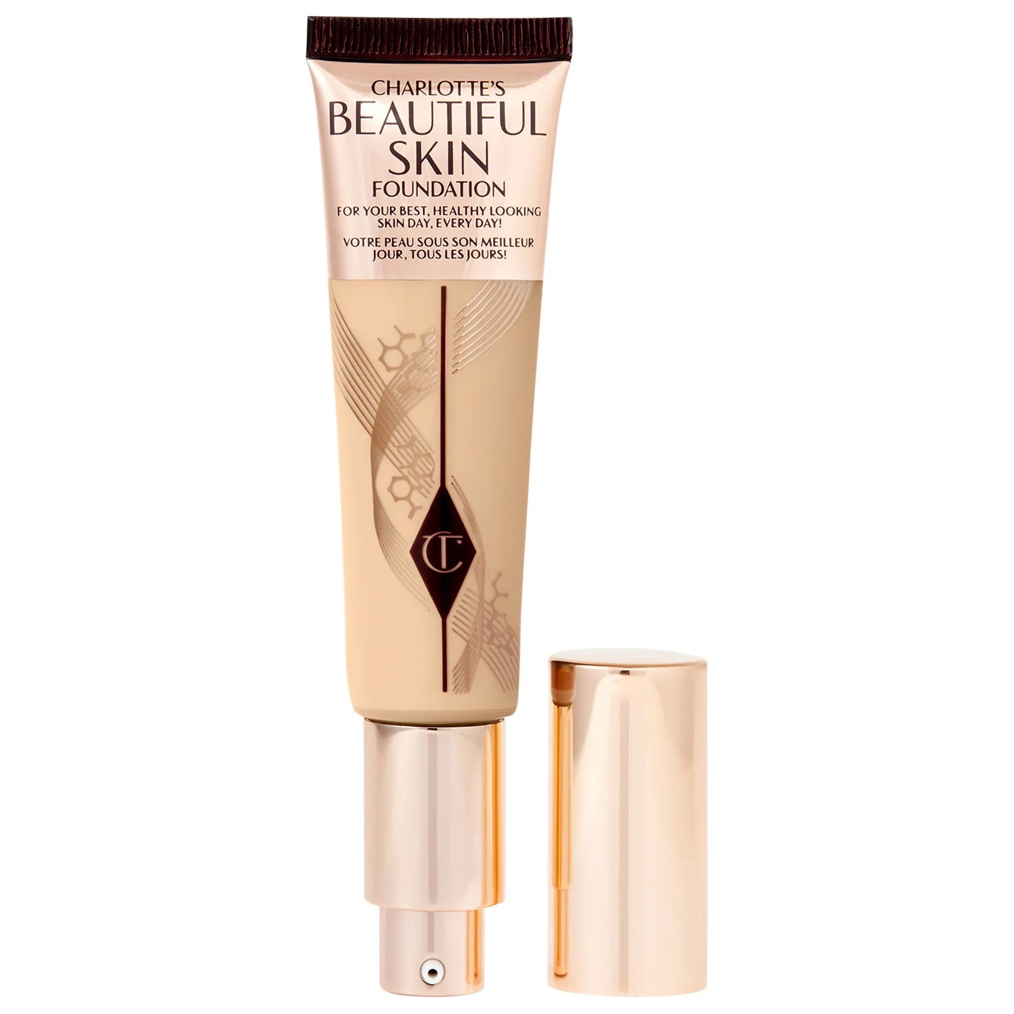 Charlotte Tilbury Beautiful Skin Medium Coverage Liquid Foundation with Hyaluronic Acid - Long Lasting, Vegan & Cruelty Free