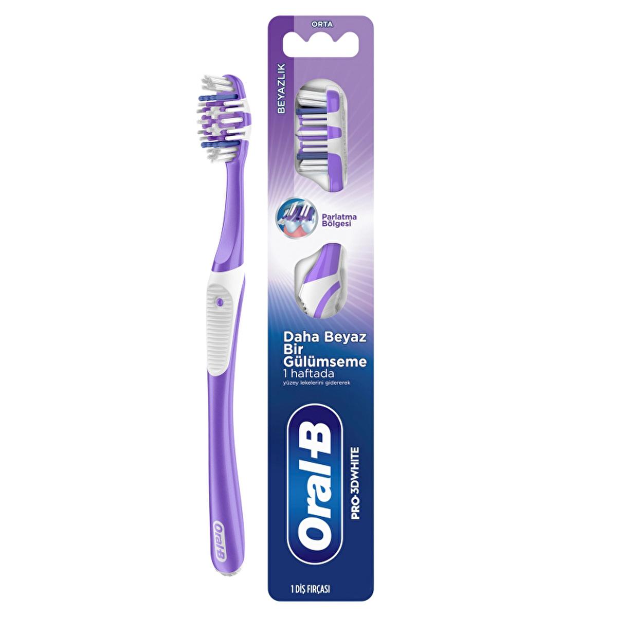 Oral-B 3D White Manual Toothbrush: Remove Stains & Whiten Teeth, Medium Bristles - Affordable Teeth Whitening