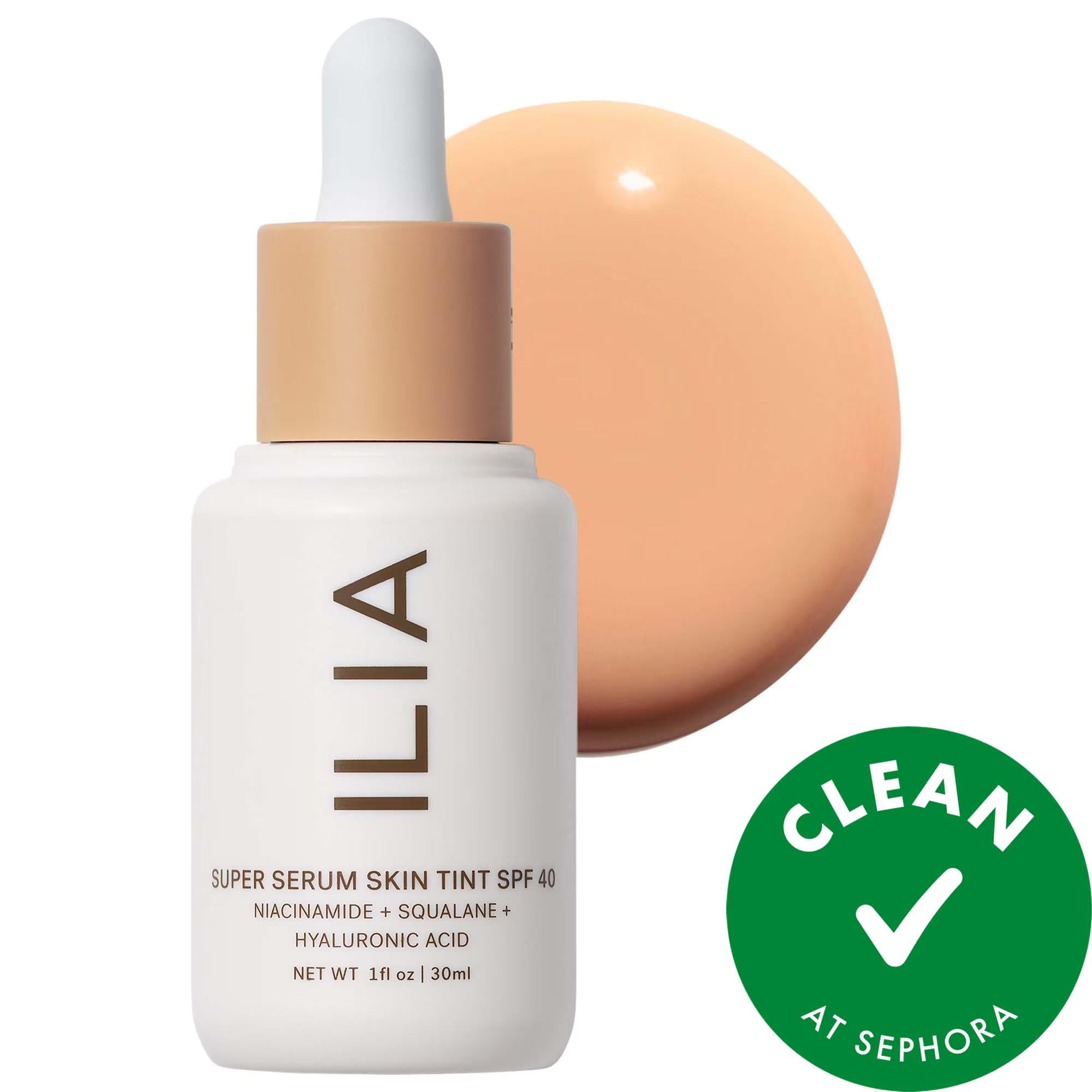 Ilia Super Serum Skin Tint SPF 40: Hydrating Skincare Foundation, Light Coverage, Dewy Finish - Vegan, Cruelty-Free, Clean Beauty