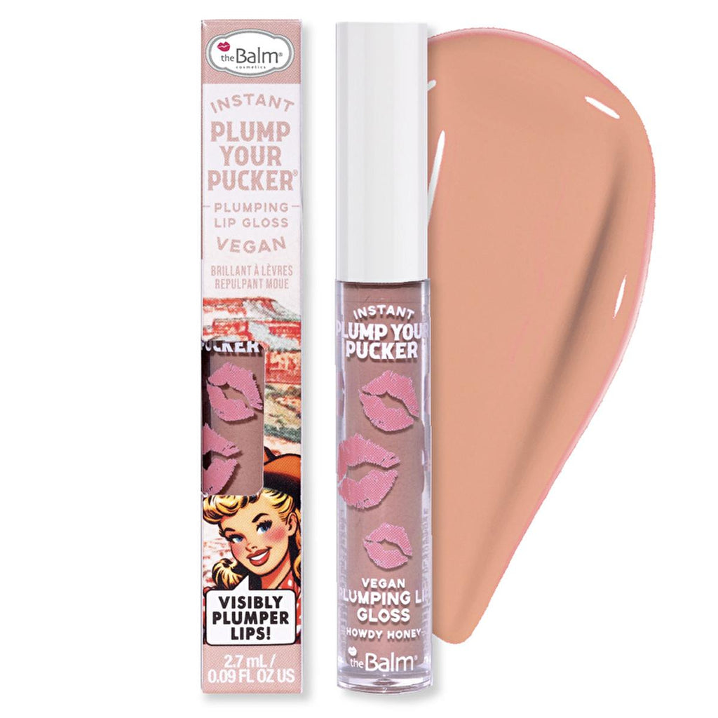 theBalm Instant Plump Your Pucker Lip Gloss: Volumizing, Hydrating, Non-Sticky Formula with Jojoba & Avocado Oil - Howdy Honey Shade