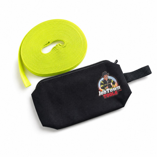 Firefighter rescue webbing coil and canvas storage bag