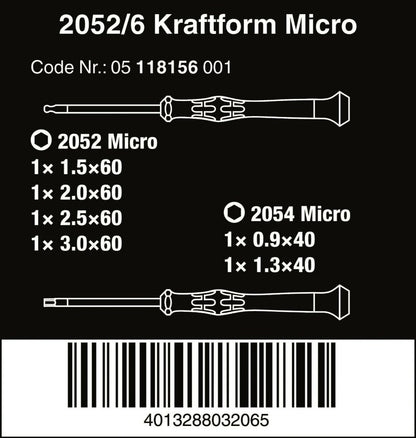 Wera 2052/6 Micro Precision Screwdriver Set With Rack 05118156001