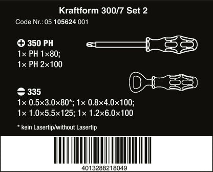 Wera 300/7 Set 2 Kraftform Plus Screwdriver Set 7 Piece 05105624001