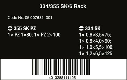 Wera 334/355 SK/6 Kraftform Plus Lasertip Screwdriver Set 05007681001