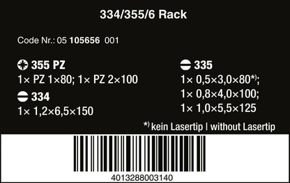 Wera 334/355/6 Kraftform Plus Lasertip Screwdriver Set 6 Piece 05105656001