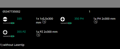 Wera 335/350/355/3 Kraftform Plus Screwdriver Set 300 mm Long 05347735002