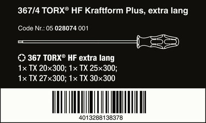 Wera 367/4 Kraftform Plus TORX® HF Screwdriver Set 300 mm 4 Piece 05028074001