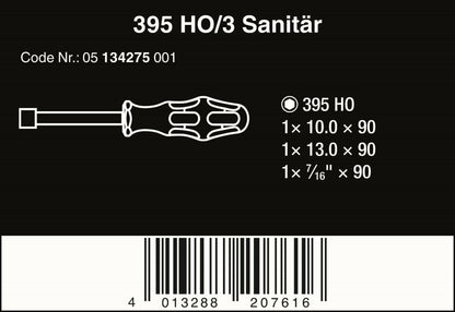 Wera 395 HOLO/3 Kraftform Plus Sanitary Nutdriver Set 3 Piece Metric 05134275001