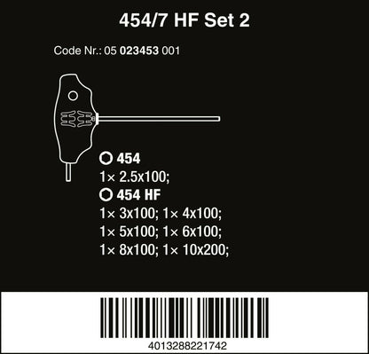 Wera 454/7 HF Set 2 Hex-Plus T-Handle Screwdriver Set 7 Piece Metric 05023453001