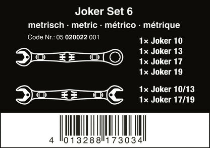 Wera 6000/6002 Joker Ratcheting Combination Wrench Set Metric 05020022001