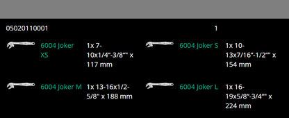 Wera 6004 Joker Self-Setting 4-Piece Wrench Set - Highly Versatile with Metric & Imperial Capabilities – 05020110001