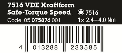 Wera 7516 VDE Safe-Torque Speed Torque Screwdriver 2.4-4.0 Nm 05075876001