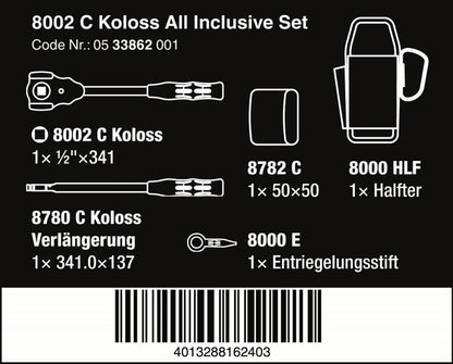 Wera 8002 C Koloss All Inclusive Socket Wrench Set 1/2" Drive 05133862001