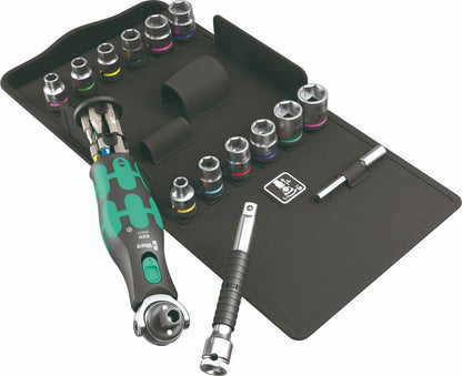 Wera 8009 Zyklop Pocket Set 4 Socket Wrench Set 3/8" Drive SAE 05004285001