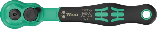 Wera 8010 A Zyklop Comfort 1/4" Drive Ratchet – 80-Tooth Fine Action (05005600001)