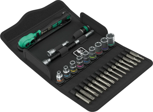 Wera 8100 SA 15 Zyklop Comfort Ratchet Set, 1/4" Drive, Imperial (SAE), 28 Piece (05005542001)