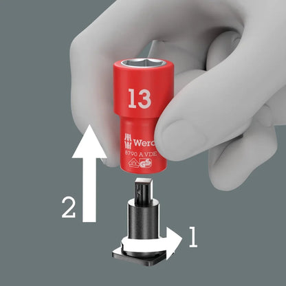 Wera 8100 SA VDE 1 Zyklop Insulated Ratchet Set, 1/4" Drive Metric, 22-Piece (05004967001)