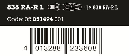 Wera 838 RA-R L Ratcheting Bit Holding Screwdriver 05051494001