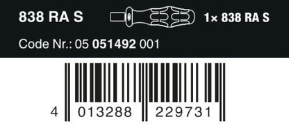Wera 838 RA S Bitholding Ratcheting Screwdriver 1/4" Drive 05051492001
