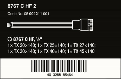 Wera 8767 C TORX® HF 2 Zyklop Socket Set 1/2" Drive 6 Piece Metric 05004211001