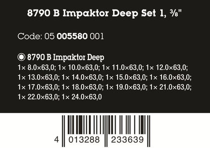 Wera 8790 B Impaktor Deep Set 1 Socket Set 3/8" 14 Pieces Metric 05005580001