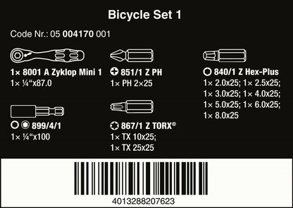 Wera Bicycle Set 1 Zyklop Mini Ratchet Set 1/4" Drive Metric 05004170001