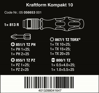 Wera Kraftform Kompakt 10 Screwdriver Set 05056653001