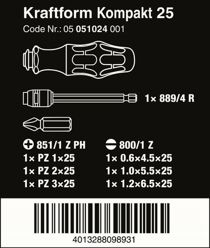 Wera Kraftform Kompakt 25 Combination Driver Magazine and Pouch Set 05051024001