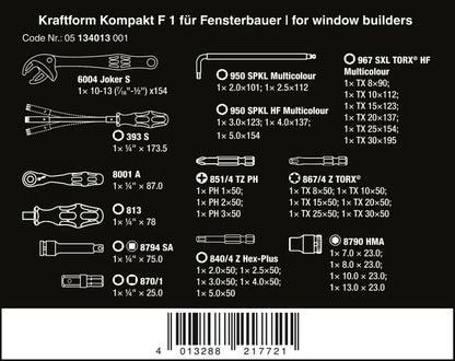 Wera Kraftform Kompakt F 1 Window Installation Set 35 Piece 05134013001